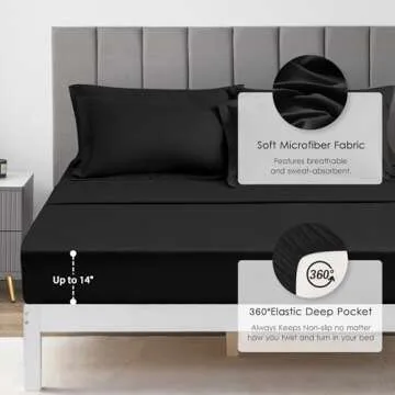 Love's cabin Queen Comforter Set Black, 7 Pieces Queen Bed in a Bag, All Season Queen Bedding Sets with 1 Comforter, 1 Flat Sheet, 1 Fitted Sheet, 2 Pillowcase and 2 Pillow Sham