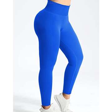 YEOREO Scrunch Butt Lift Leggings for Women Workout Yoga Pants Ruched Booty High Waist Seamless Leggings Compression Tights Royal Blue M