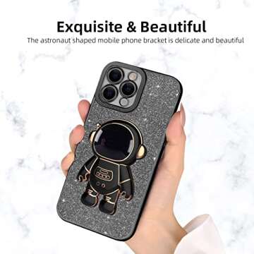 Fycyko Compatible with iPhone 11 Pro Max Case Glitter,Astronaut Stand Luxury Cute Flexible Cover Cam...