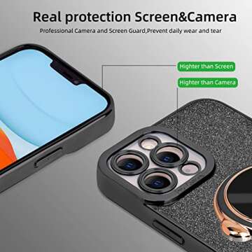 Fycyko Compatible with iPhone 11 Pro Max Case Glitter,Astronaut Stand Luxury Cute Flexible Cover Camera Protection Shockproof Phone Case Women Girly for iPhone 11 Pro Max 6.5''-Black