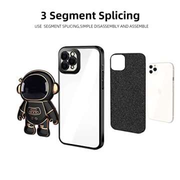 Fycyko Compatible with iPhone 11 Pro Max Case Glitter,Astronaut Stand Luxury Cute Flexible Cover Camera Protection Shockproof Phone Case Women Girly for iPhone 11 Pro Max 6.5''-Black