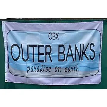 OBX Outer Banks Flag, Bright Colors Polyester Paradise On Earth Decoration Flags for Room & Outside 3x5 Feet