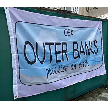 OBX Outer Banks Flag, Bright Colors Polyester Paradise On Earth Decoration Flags for Room & Outside 3x5 Feet