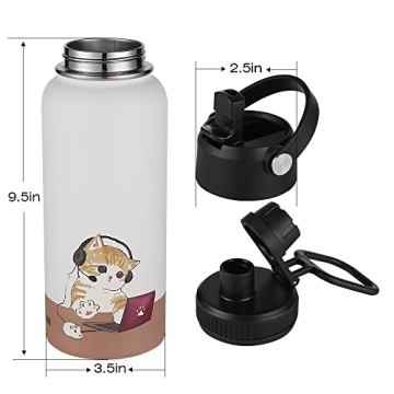 Funkrin Insulated 32oz Water Bottle with Dual Lids