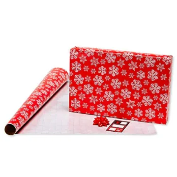Red Black Christmas Wrapping Paper Set with Bows and Tags