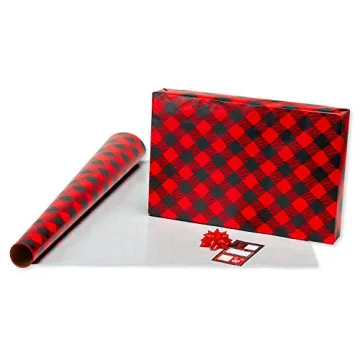 Red Black Christmas Wrapping Paper Set with Bows and Tags