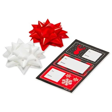 Red Black Christmas Wrapping Paper Set with Bows and Tags