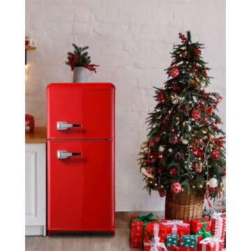 Anukis Retro Mini Fridge with Freezer 3.2 Cu Ft