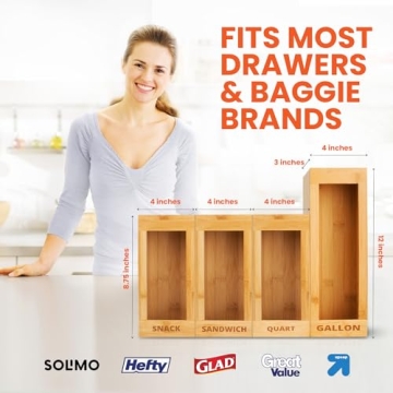 mHomeBilt Bamboo Bag Storage Organizer for Kitchen Drawers