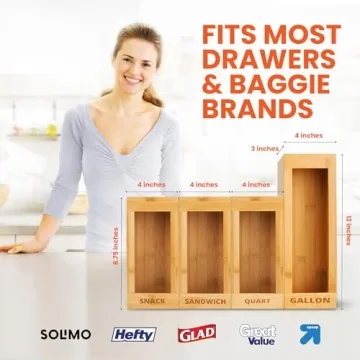 mHomeBilt Bamboo Bag Storage Organizer for Kitchen Drawers