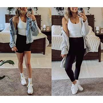 HeyNuts Longline Zeal Sports Bras for Women, Medium Impact Wirefree Yoga Bras Padded Workout Tank Tops Crisscross Back Crop Tops White XS