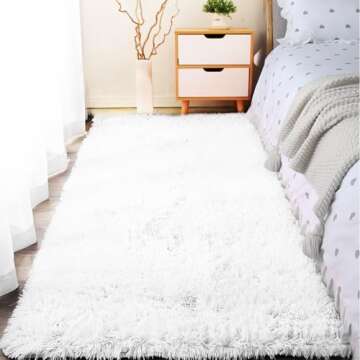 Floralux 8x10 Area Rug - White Soft Fluffy Shag Rug