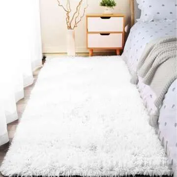 Floralux 8x10 Area Rug - White Soft Fluffy Shag Rug