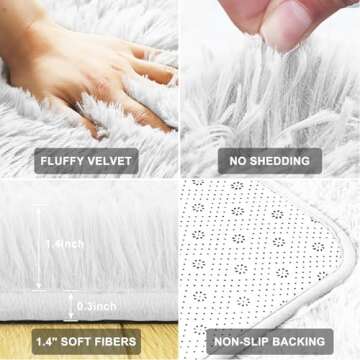 Floralux 8x10 Area Rug - White Soft Fluffy Shag Rug