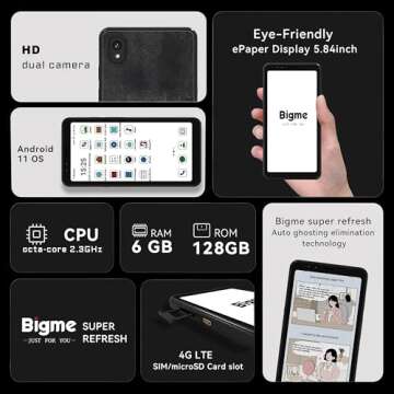 Bigme Color E-Ink Screen Mobile Hibreak, 6G+128GB Android 11 Smartphone