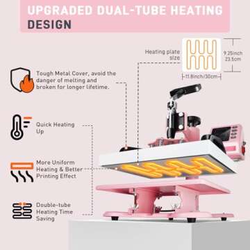 Lya Vinyl 12" x 10" Heat Press Machine, High Pressure Heat Press Machine for T-Shirt, Digital Indust...