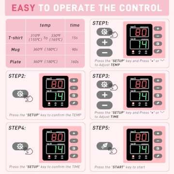 Lya Vinyl 12" x 10" Heat Press Machine, High Pressure Heat Press Machine for T-Shirt, Digital Industrial Sublimation Printer for Heat Transfer Vinyl (Pink)