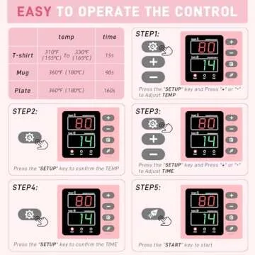 Lya Vinyl 12" x 10" Heat Press Machine, High Pressure Heat Press Machine for T-Shirt, Digital Industrial Sublimation Printer for Heat Transfer Vinyl (Pink)