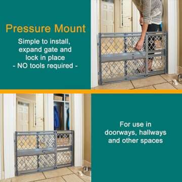 MYPET North States Paws Portable Pet Gate: 26-40" Wide. Pressure Mount. No Tools Needed. Made in USA...