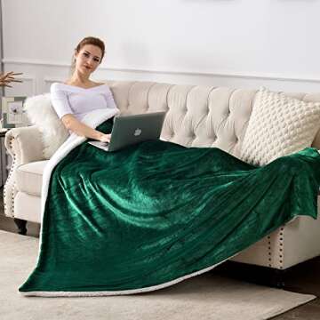 SOCHOW Sherpa Fleece Throw Blanket, Double-Sided Super Soft Luxurious Plush Blanket Twin Size 60 inchx80 inch, Green