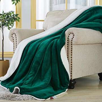 SOCHOW Sherpa Fleece Throw Blanket, Double-Sided Super Soft Luxurious Plush Blanket Twin Size 60 inchx80 inch, Green