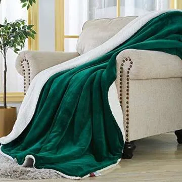 SOCHOW Sherpa Fleece Throw Blanket, Double-Sided Super Soft Luxurious Plush Blanket Twin Size 60 inchx80 inch, Green
