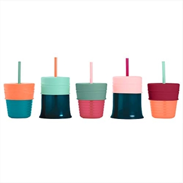 Boon Snug Silicone Sippy Cup Lids and Straws Set for Kids