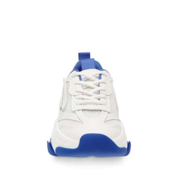 Steve Madden Women's Possession Sneaker, White/Blue, 8