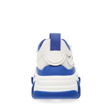 Steve Madden Women's Possession Sneaker, White/Blue, 8