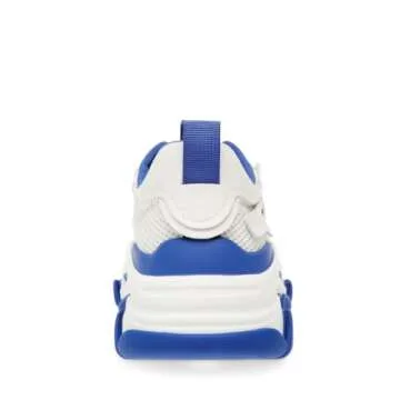 Steve Madden Women's Possession Sneaker, White/Blue, 8