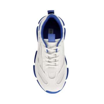 Steve Madden Women's Possession Sneaker, White/Blue, 8