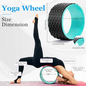 THYWD Yoga Wheel 12 in 1 Set with Back Cracker Roller for Pain Relief & Deep Tissue Massage Yoga Blo...