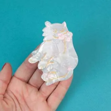 Chic White Cat Claw Clips - Durable Cellulose Acetate Hair Accessories for Women