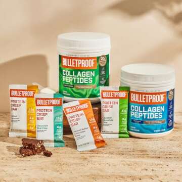 Collagen Protein Bars, Vanilla Shortbread, 11g Protein, 12 Pack, Bulletproof Grass Fed Healthy Snacks, Made with MCT Oil, 2g Sugar, No Added Sugar
