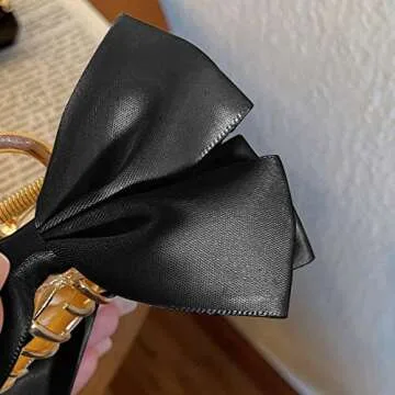 Stylish Black Satin Bow Hair Clip for Women | Large and Versatile | Secure Hold for Daily Wear