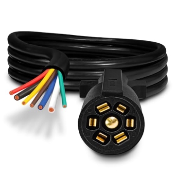 True Mods 8ft 7-Way Trailer Plug Cord Wiring Harness - Reliable 7-Pin Connection for Your RV and Tra...