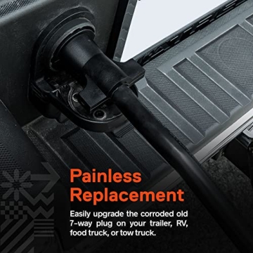 True Mods 8ft 7-Way Trailer Plug Cord for RVs and Trailers