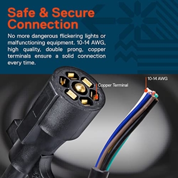 True Mods 8ft 7-Way Trailer Plug Cord for RVs and Trailers