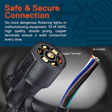 True Mods 8ft 7-Way Trailer Plug Cord for RVs and Trailers
