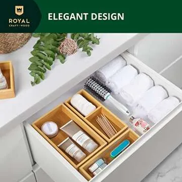 Luxury Bamboo Drawer Organizer Set for Home and Office