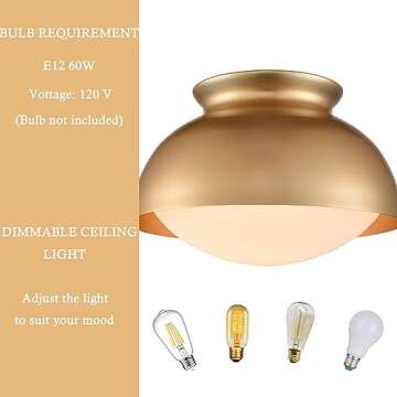 Moose Gold Semi Flush Mount Ceiling Light for Vintage Elegance