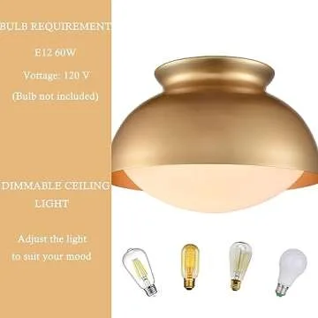 Moose Gold Semi Flush Mount Ceiling Light for Vintage Elegance