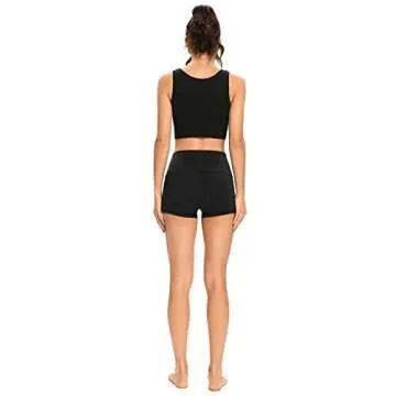 LXNMGO Women's 2" High Waist Yoga Shorts Tummy Control Biker Running Workout Compression Shorts for Women Black, M