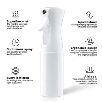 Hair Spray Bottle wFine Mist Sprayer Bottle for Hair Styling, Ironing, Cleaning, Misting, Plants, Garden and Skin Care (6.7 Ounce) ddd