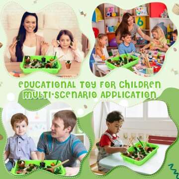 Seenelling Garden Sensory Bin, 68 Pcs Garden Themed Toys for Girls, Counting Sensory Toys, Boys and Girls Can Play, Suitable for Kids to Exercise Counting Touch