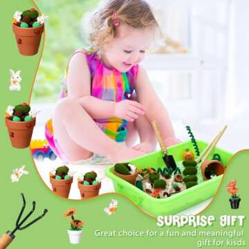 Seenelling Garden Sensory Bin, 68 Pcs Garden Themed Toys for Girls, Counting Sensory Toys, Boys and Girls Can Play, Suitable for Kids to Exercise Counting Touch