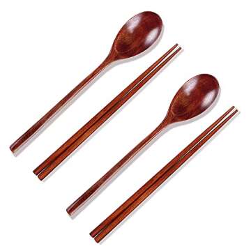 Ecloud Shop® Woden Chopsticks Spoon Set Korean Tableware Combinations 2pcs
