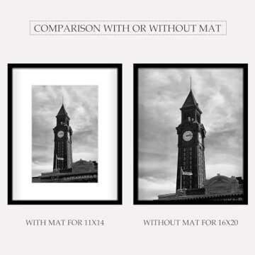 Wiscet 16x20 Picture Frame Set of 3, Display Pictures 11x14 with Mat or 16 x 20 Poster Frame Without Mat, Wall Gallery Photo Frames, Black