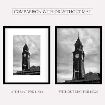 Wiscet 16x20 Picture Frame Set of 3, Display Pictures 11x14 with Mat or 16 x 20 Poster Frame Without Mat, Wall Gallery Photo Frames, Black