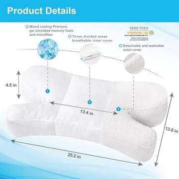 Ergonomic Anti-Wrinkle Side Sleeper Pillow - Comfortable Sleep